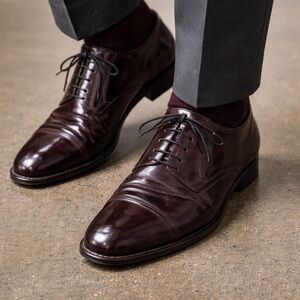 John Varvatos Leather Cap-Toe Dress Shoes